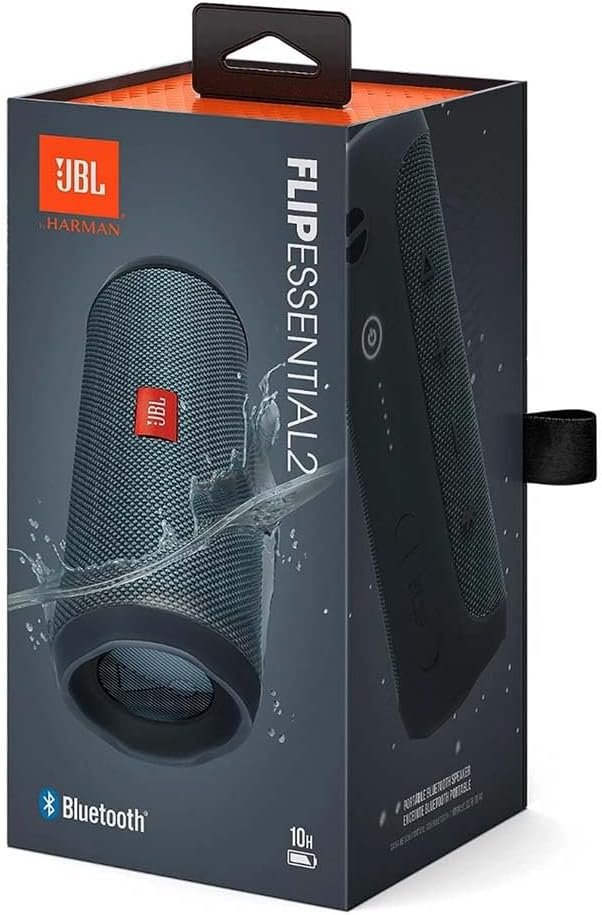 JBL Flip Essential 2 - Portable Bluetooth Speaker with Rechargeable Battery - IPX7 Waterproof - 10 Hours Battery Life - Black