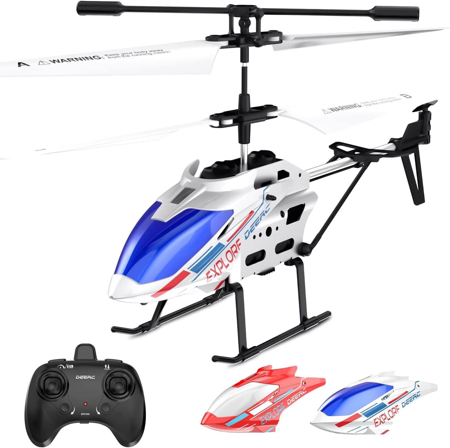 DEERC Remote Control Helicopter, 3.5 CH Altitude Hold RC Helicopters w/Gyro for Beginner, 2 Shells LED Light One Key Take Off/Landing, 2.4GHz Aircraft