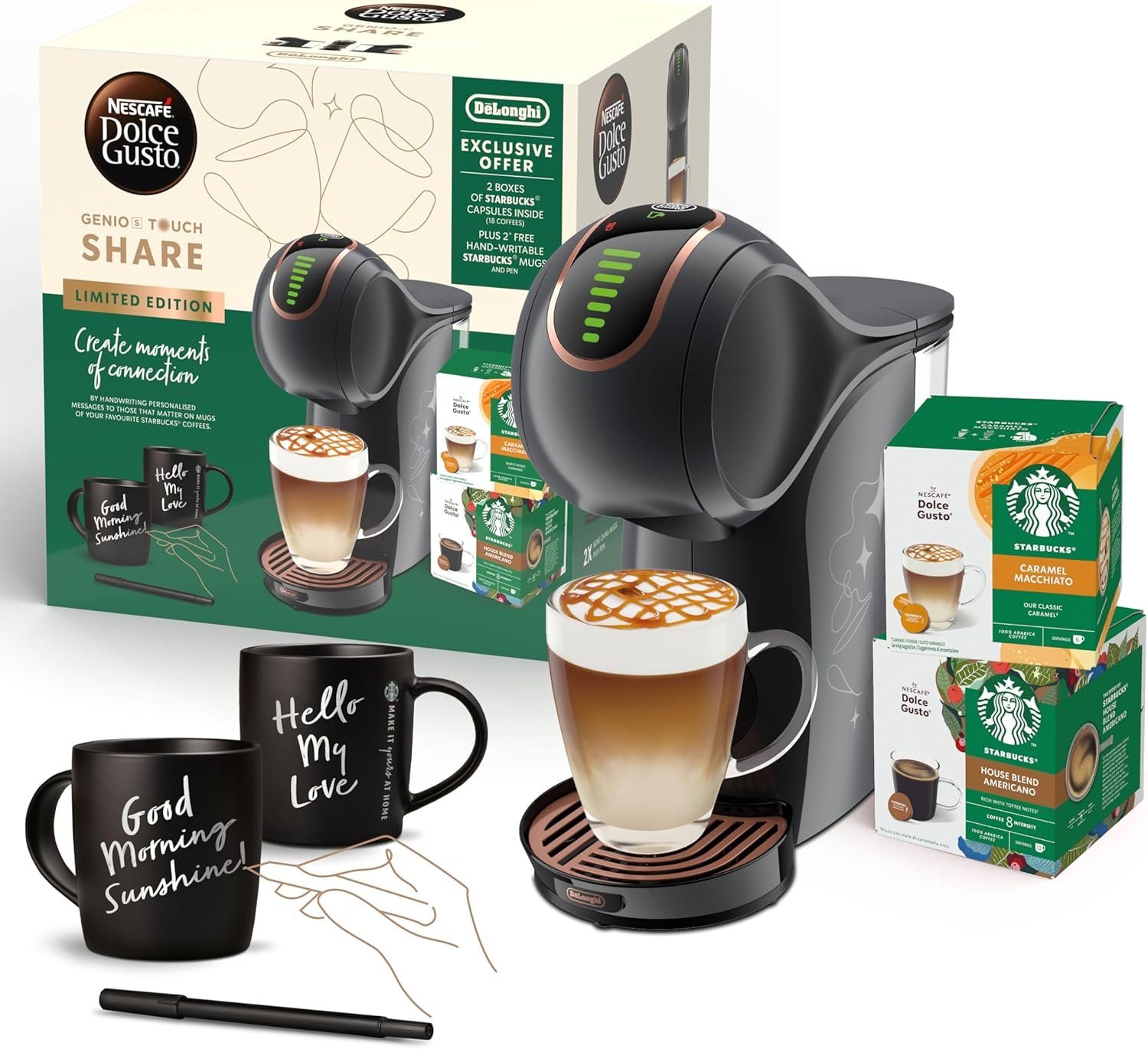 De'longhi Nescafe Dolce Gusto, Genio S Touch EDG426.B Share Bundle, Pod Capsule Coffee Machine