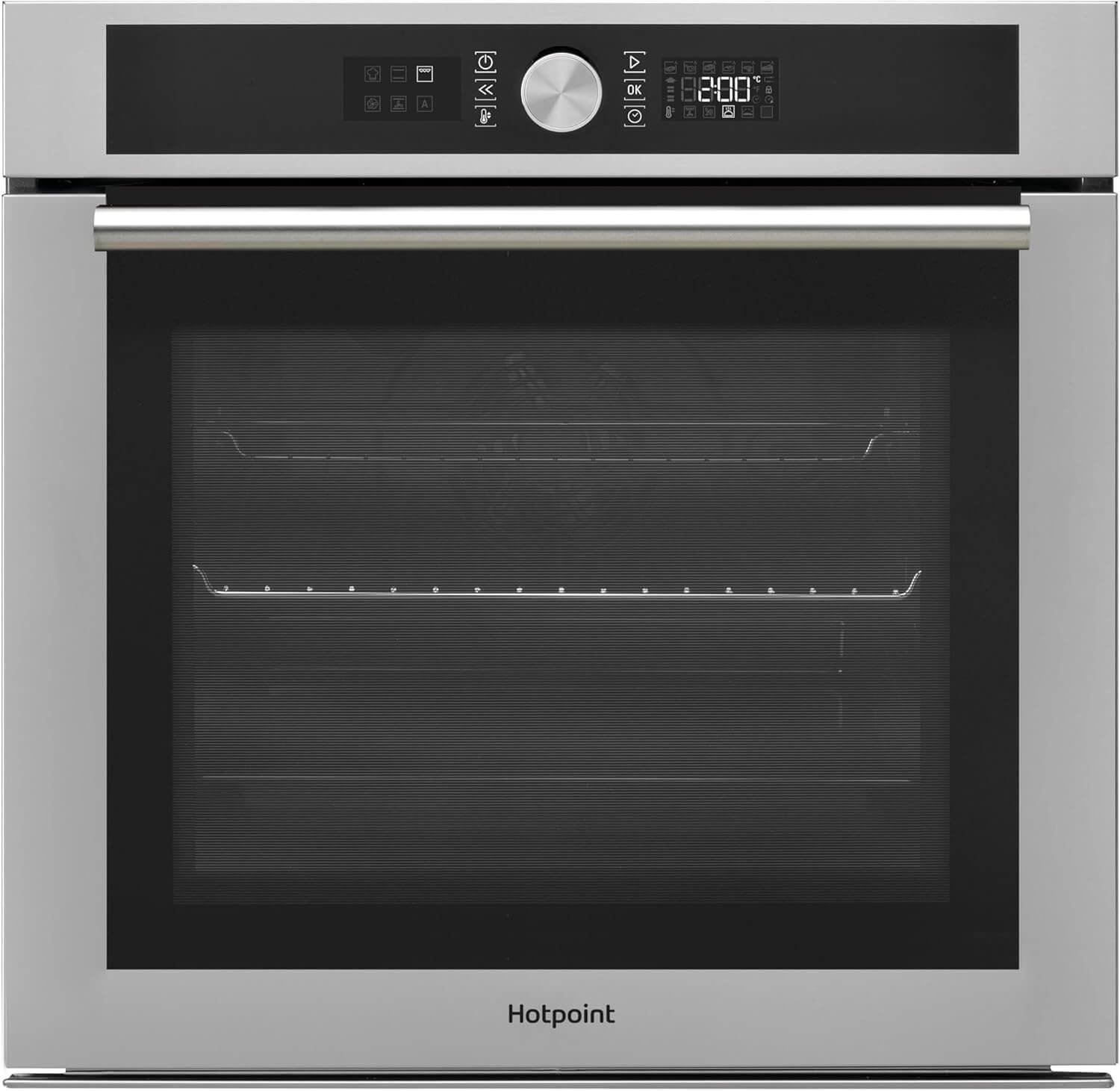 Hotpoint Electric Pyrolytic Fan Single Oven with LCD Control Panel - Stainless Steel