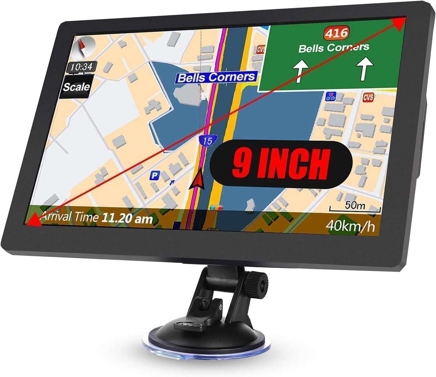 Sat Nav for Car Truck, 2025 UK Map 9 Inch GPS Navigation for Trucks Lorry HGV Caravan, Satnav for Cars with POI Speed Camera Warning,Voice Guidance Lane,Free Lifetime Map Updates