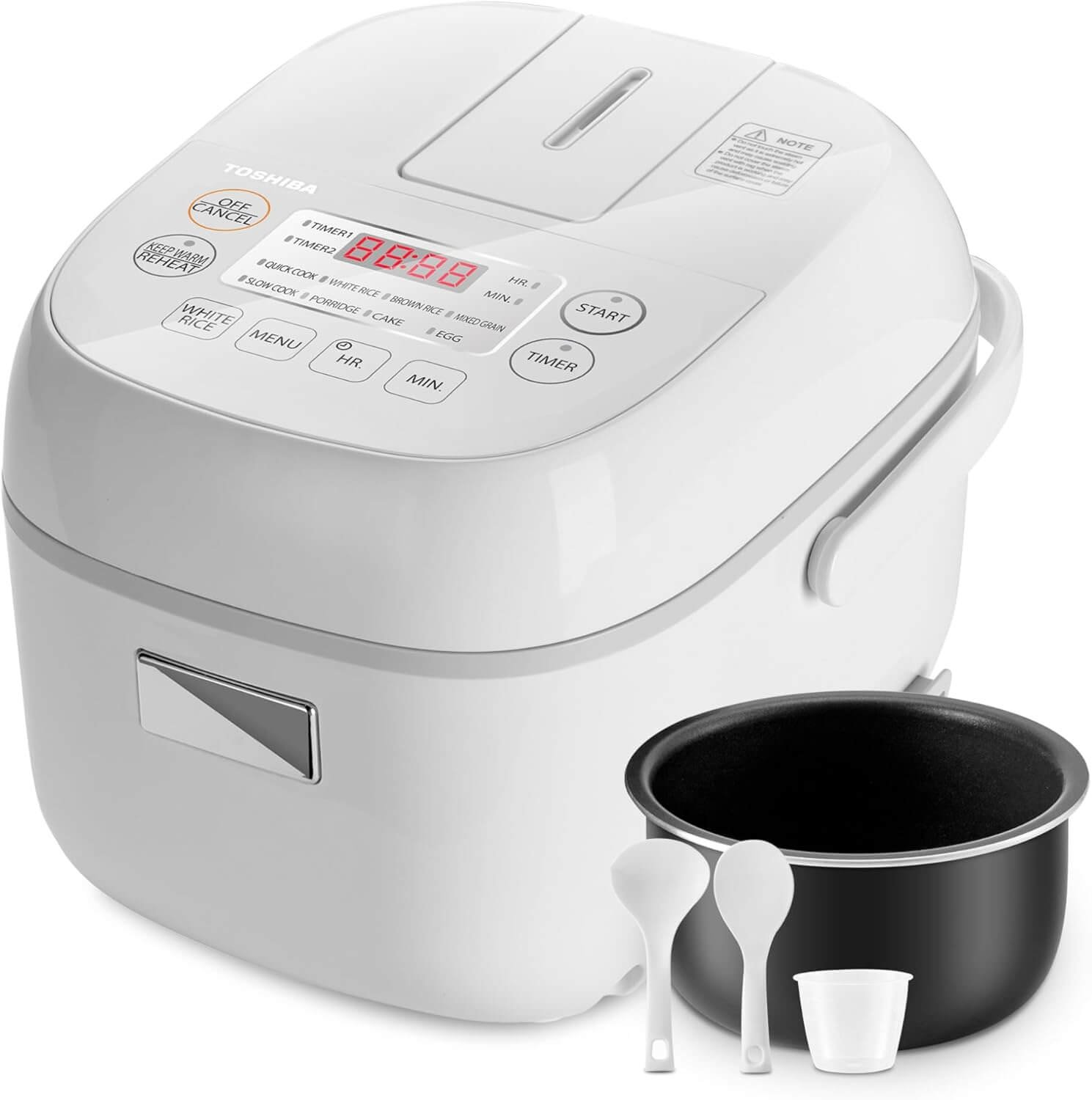 Toshiba Mini Rice Cooker, 3 Cups Uncooked Small Rice Cooker, Steamer & Warmer, With Fuzzy Logic And One-Touch Cooking, 24 Hour Delay Timer And Auto Keep Warm Feature,