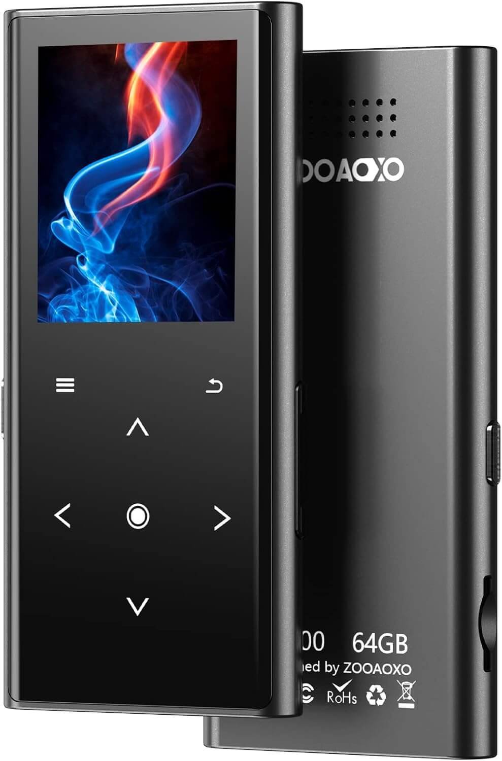 64GB MP3 Players, ZOOAOXO Music Player with Bluetooth 5.2, Built-in HD Speaker, FM Radio, Voice Recorder, Mini Design, Weigh 2.4 oz, HiFi Sound, Ideal for Sport, Earphones Included