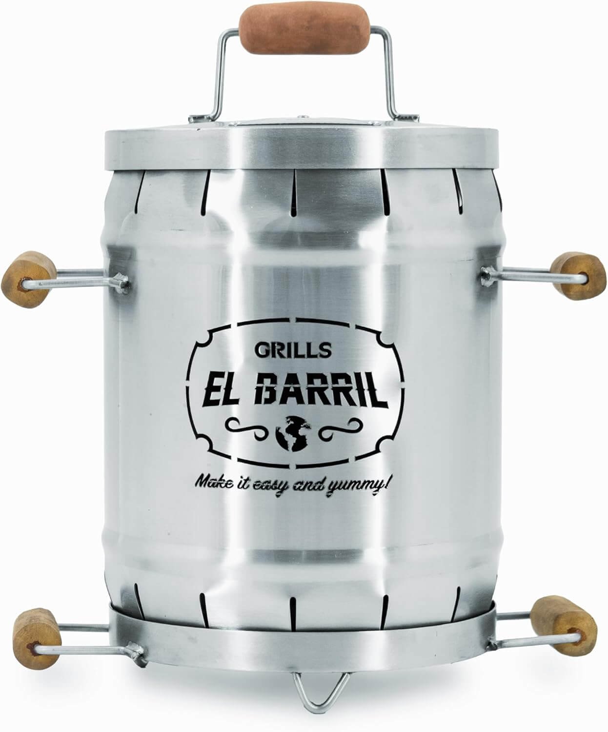 EL BARRIL 3lbs Smoker Grill Combo, Stainless Steel Barrel Charcoal Smoker – Smoke or Grill, Portable Outdoor Grill with Grilling Accessories