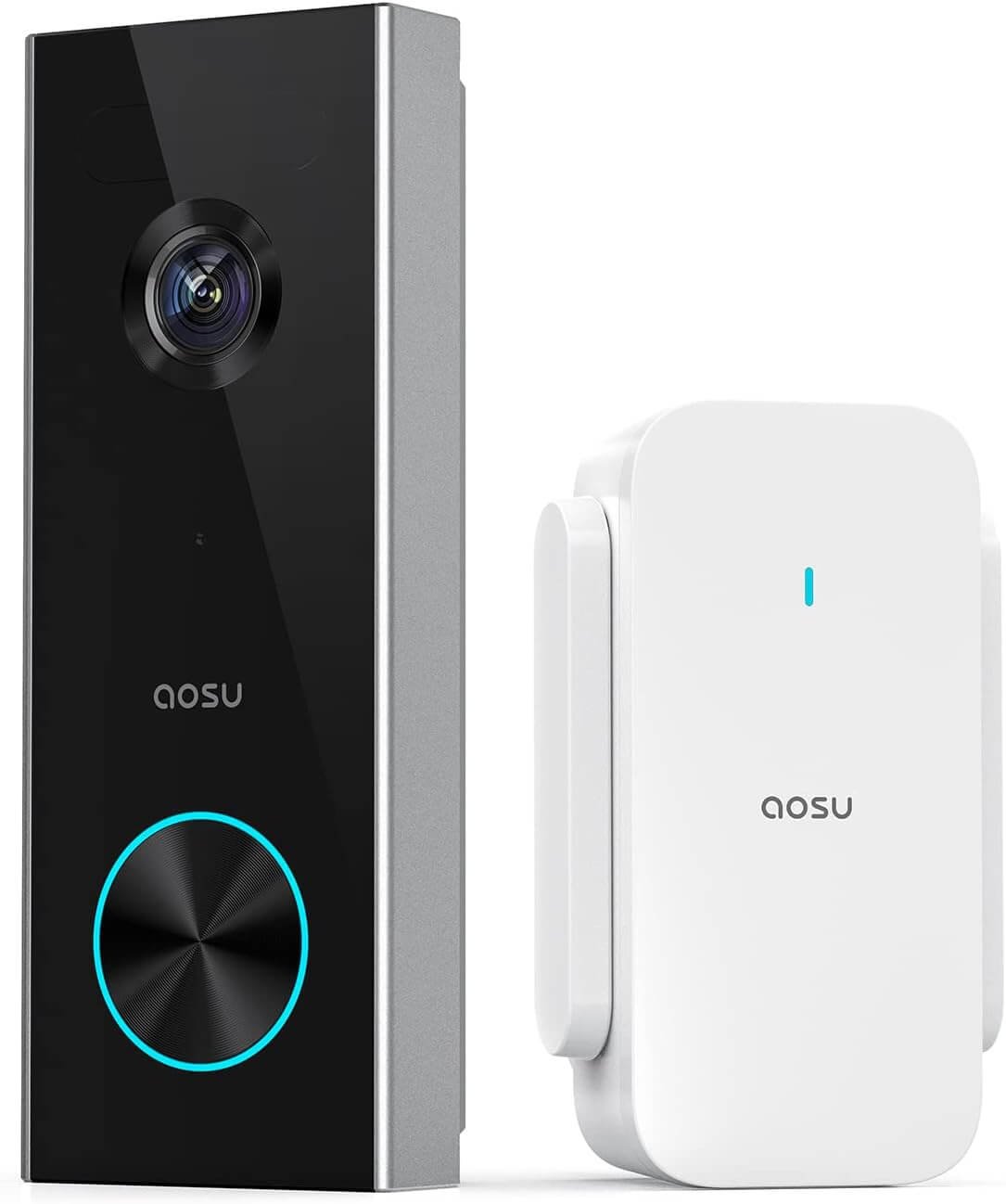 AOSU Wireless Doorbell Camera, Battery-Powered Video Doorbell with Chime, 2K Resolution, No Subscription Required, 2.4GHz WiFi, 180-Day Battery Life, AI Detection, Work with Alexa 