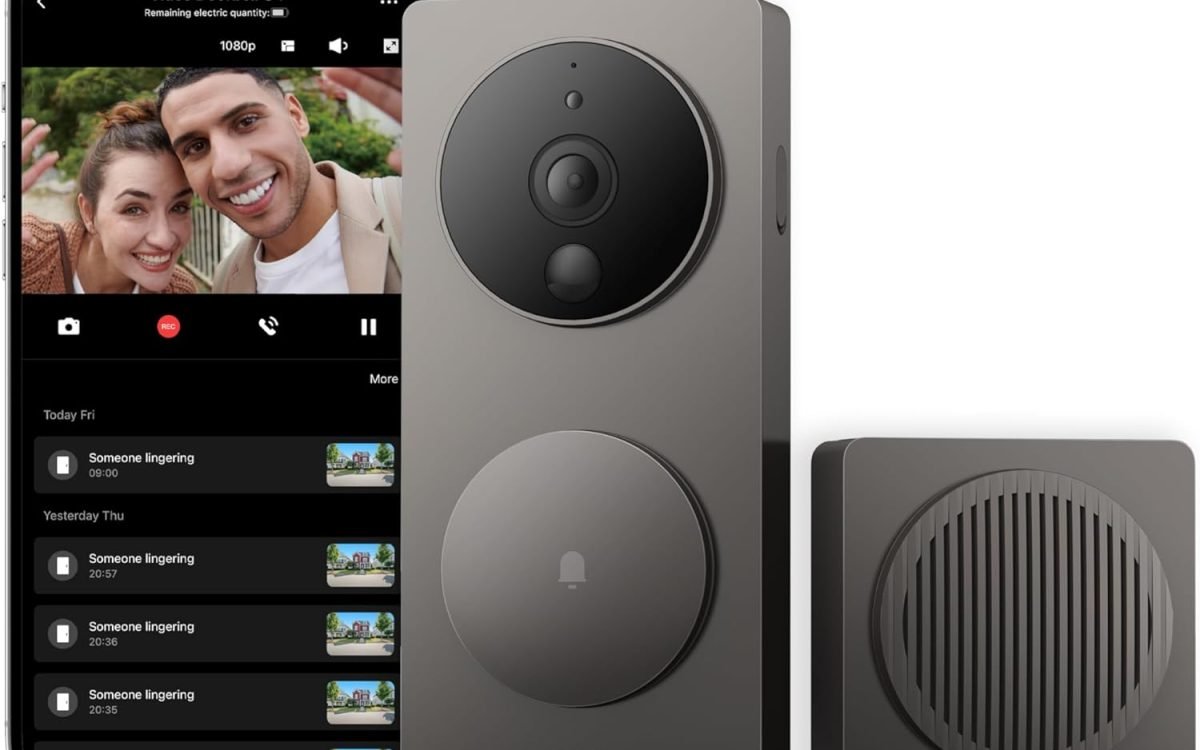 Aqara G4 Smart Video Doorbell (Includes Bell), 1080P FHD HomeKit Secure Camera, Local Face Recognition and Automations, Supports Alexa, Apple Home, Google, Grey