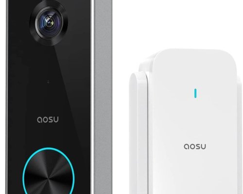 AOSU Wireless Doorbell Camera, Battery-Powered Video Doorbell with Chime, 2K Resolution, No Subscription Required, 2.4GHz WiFi, 180-Day Battery Life, AI Detection, Work with Alexa 