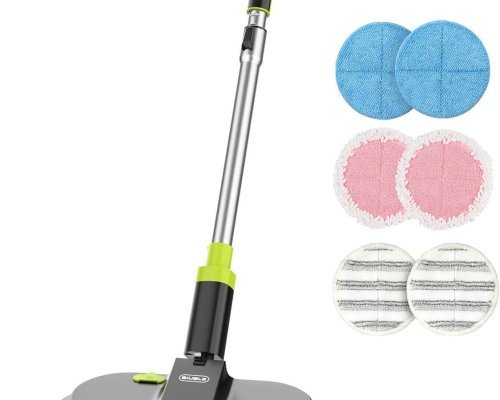 BIUBLE Cordless Electric Mop, Dual Spin Floor Cleaning Mop with LED Headlight/Stand-Free/Water Sprayer,Handheld Polisher Scrubber with 300 ML Water Tank for Multi Floors
