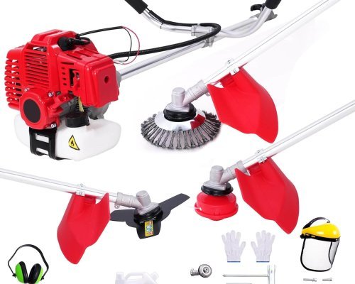 Litglobe Robust Red 52cc Petrol 3-in-1 Garden Brush Cutter, String Trimmer, Backpack Petrol Strimmer with 3T Blade, Steel Wire Rotady Grass Trimmer for Garden Clearing Weeds Flower Trees