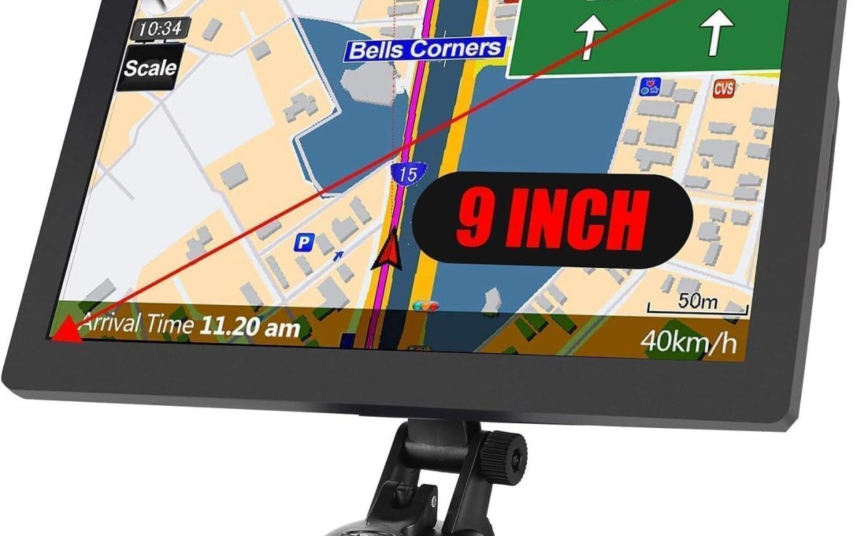 Sat Nav for Car Truck, 2025 UK Map 9 Inch GPS Navigation for Trucks Lorry HGV Caravan, Satnav for Cars with POI Speed Camera Warning,Voice Guidance Lane,Free Lifetime Map Updates