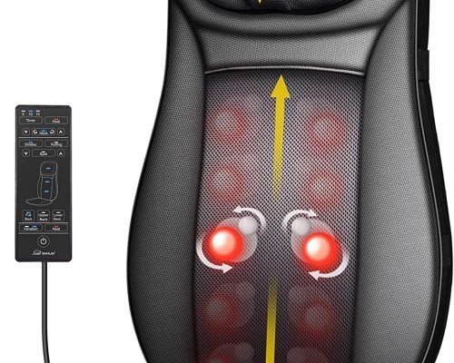 Snailax Back Massager with Heat, Shiatsu Massager Chair Full Body, Deep Kneading Rolling Massage Chair Pad, Neck Back Massage Seat with Height Adjustment, Gifts for Men Women