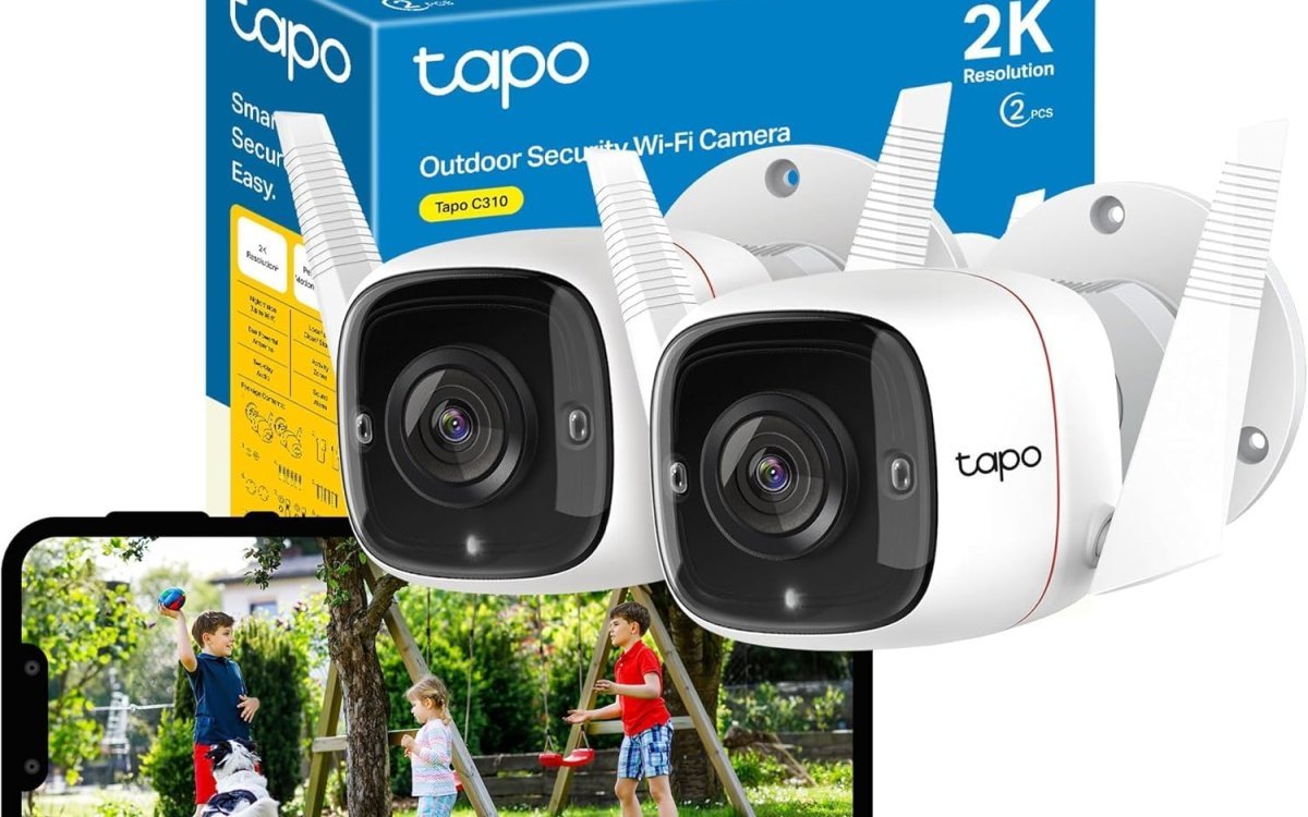 Tapo C310P2 2-Pack 2K Security Camera Outdoor Wireless & Wired, Outdoor Camera No Monthly Fee, AI Detection, Advanced Night Vision, Two-Way Talk, IP66 Weatherproof, Works with Alexa & Google