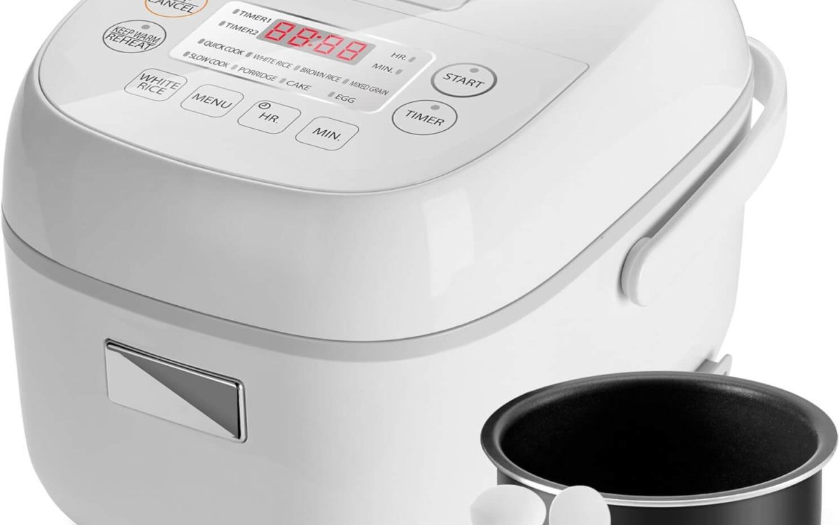 Toshiba Mini Rice Cooker, 3 Cups Uncooked Small Rice Cooker, Steamer & Warmer, With Fuzzy Logic And One-Touch Cooking, 24 Hour Delay Timer And Auto Keep Warm Feature,