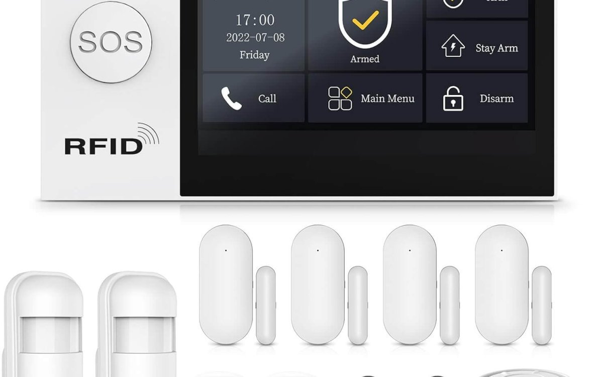XNY 12-Piece-Kit Full Touch Screen Wireless Smart Home Alarm System, DIY 4G and WiFi Burglar Alarm System for Home Security with APP Alert, Motion Detector, Door Window Sensor, Remote Control, Siren