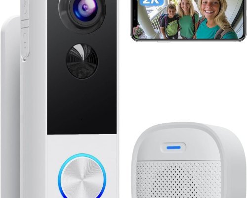 XTU Wireless Video Doorbell No Subscription-2K HD Security Doorbell Camera-Local/Cloud Storage with Multi-angle Bracket, Works with Alexa and Google