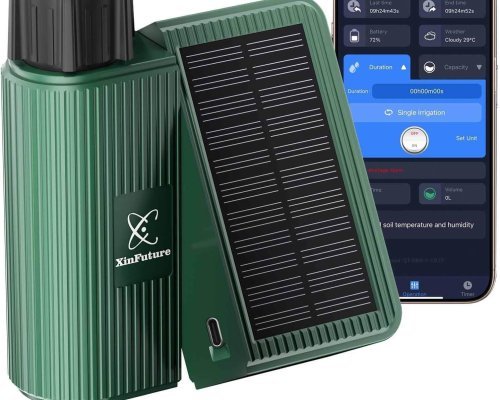 XinFuture Smart WiFi Solar Sprinkler Timer, Water Timer Rechargeable with Rain Delay, Manual& Automatic Watering System for Garden Hose Faucet, App& Voice Control, Outdoor Irrigation Controller