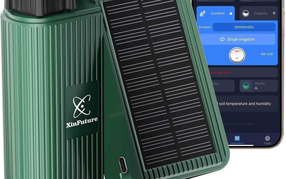 XinFuture Smart WiFi Solar Sprinkler Timer, Water Timer Rechargeable with Rain Delay, Manual& Automatic Watering System for Garden Hose Faucet, App& Voice Control, Outdoor Irrigation Controller